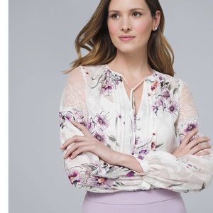 White House Black Market chiffon floral blouse